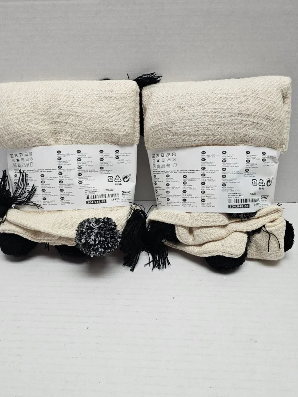 Ikea Sweden 2 New Ingiara Pillow Cover Off White Cream Black 20 X 20 304.948.68